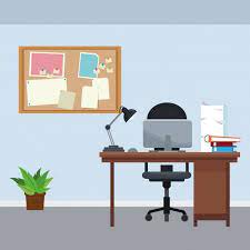 Dibujos animados de lugar de trabajo de ... | Premium Vector #Freepik  #vector #negocios #tecnologia â€¦ | Interior de la oficina, Interior de  oficina, Oficina de lujo